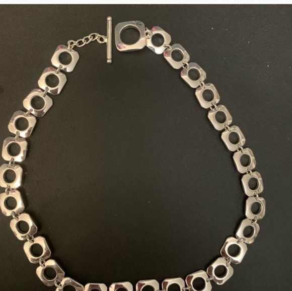 Tiffany & Co. Necklace Elsa Peretti Square Cushion Link 925 Silver Toggle 18"s - Picture 2 of 4